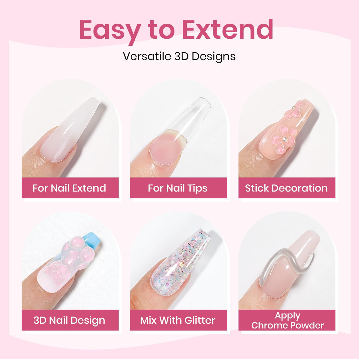 SUPWEE 3D Sculpting Gel kit with chrome powders and nail moulds