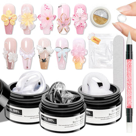 SUPWEE 3D Sculpting Gel Nail Art Kit with clear, white, and pearl white gels