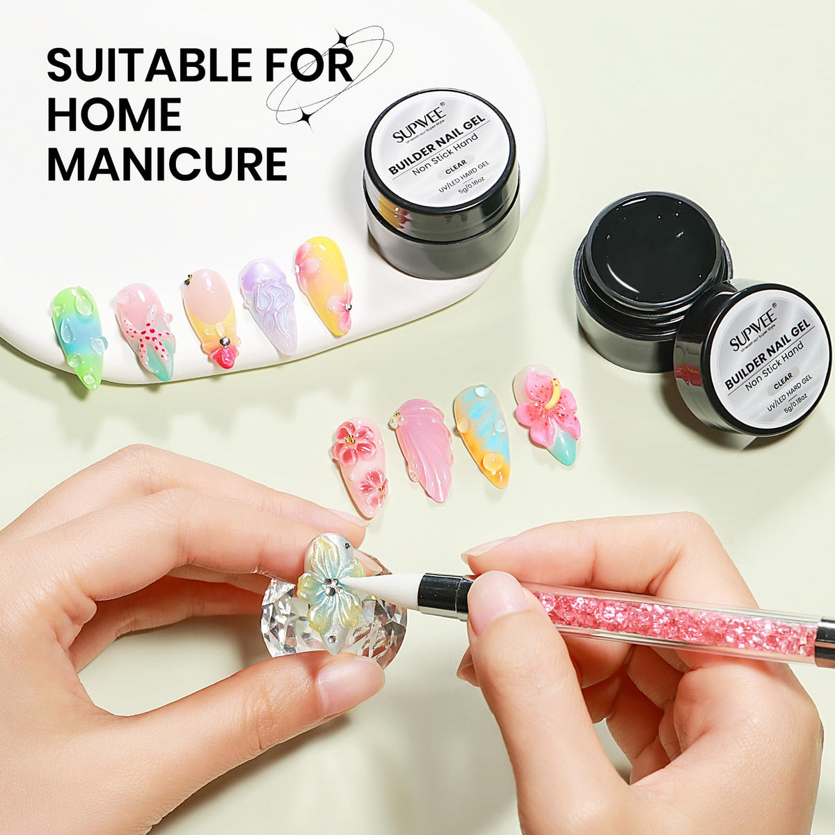 SUPWEE 3D Sculpting Gel with decorative nail designs