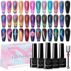 SUPWEE Cat Eye Gel Polish Set with 12 colours and magnetic stick