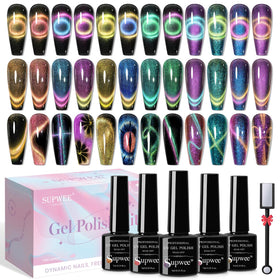 SUPWEE Cat Eye Gel Polish set with 12 vibrant colours
