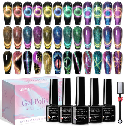 SUPWEE Cat Eye Gel Polish set with 12 vibrant colours