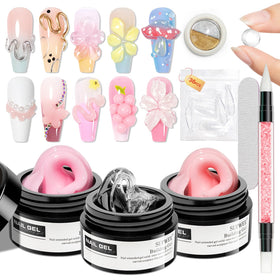 SUPWEE Sculpting Gel Nail Art Kit with three gel colours and chrome powder