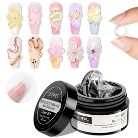 SUPWEE Solid Builder Gel for Nails 14g clear gel and 36 moulds front view