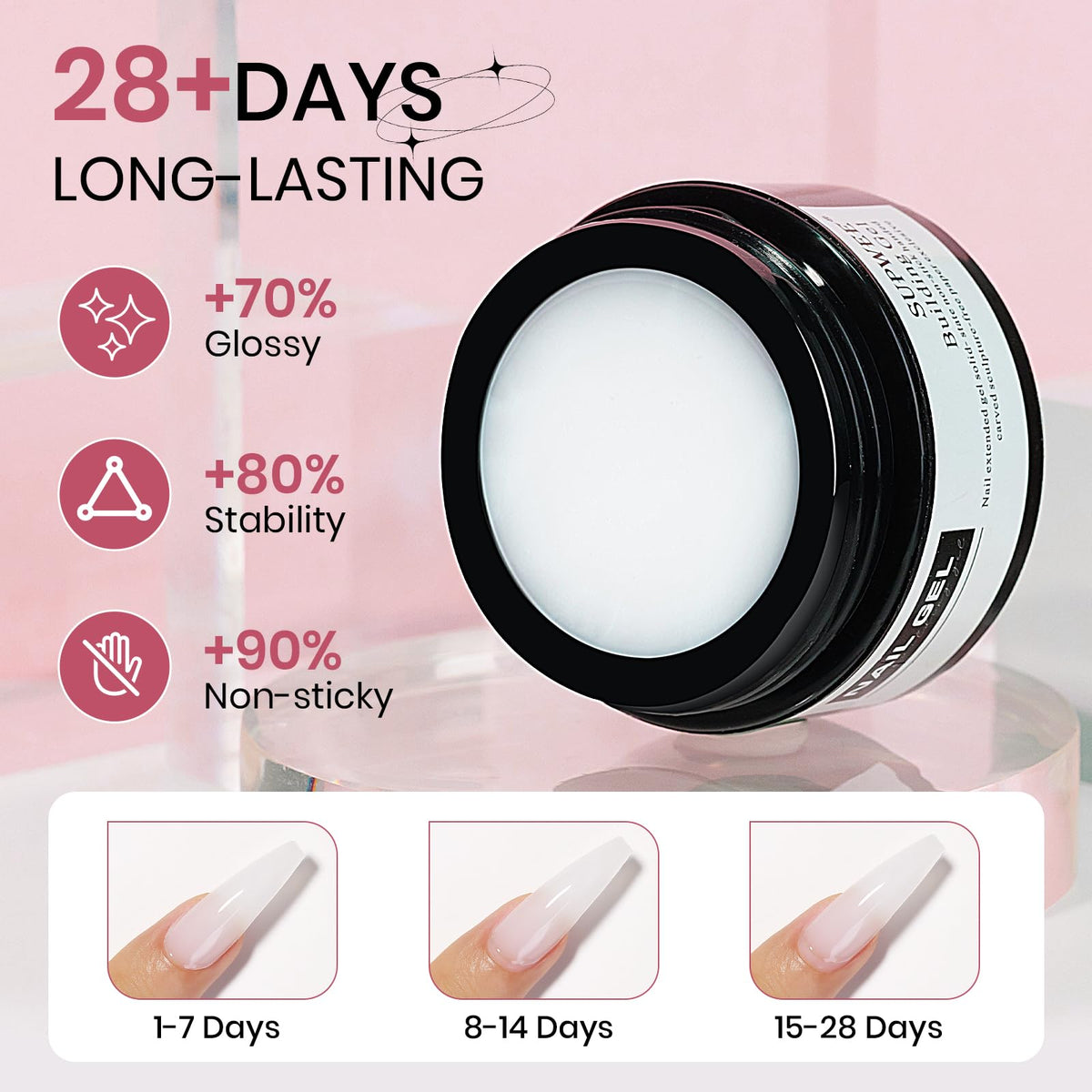 SUPWEE Solid Builder Gel for Nails finished nail art design