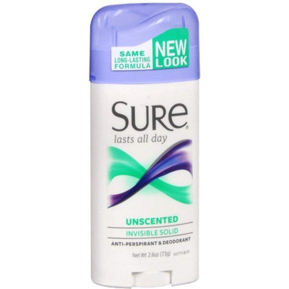 Sure Invisible Solid Unscented Antiperspirant 2.60 oz front view