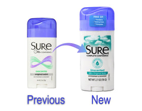 Sure Original Solid Unscented Antiperspirant packaging side view