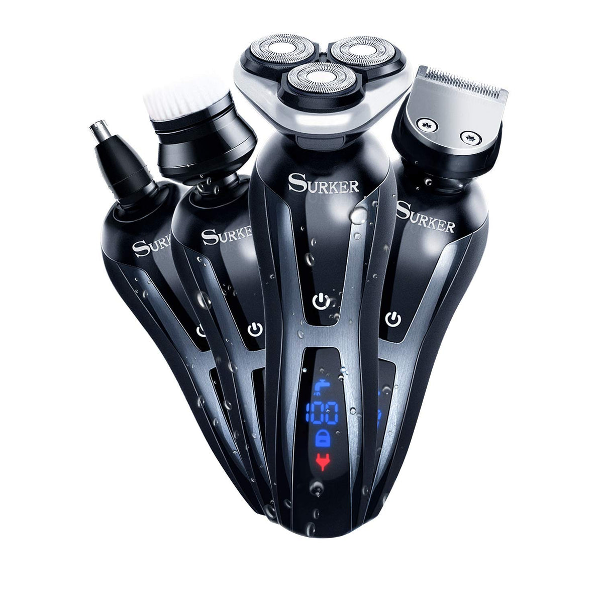 SURKER Electric Shaver Grooming Kit front view with attachments