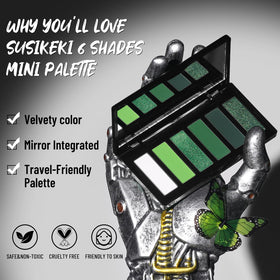 SUSIKEKI Green Eyeshadow Palette open showing mirror and colours