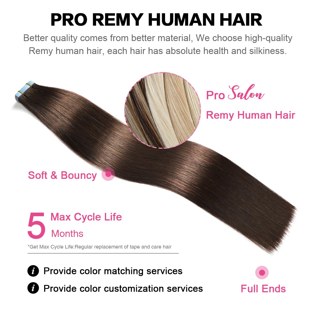 SUYYA Tape In Hair Extensions applied to hair