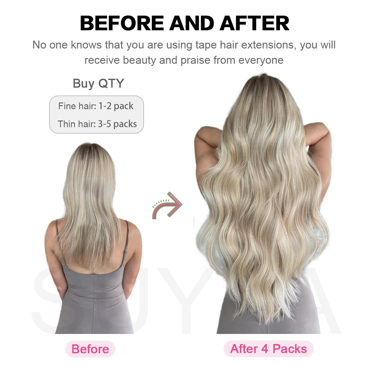 SUYYA Tape In Hair Extensions in #2 Darkest Brown on display