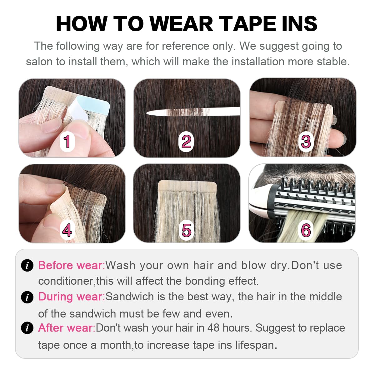 SUYYA Tape In Hair Extensions showing invisible skin weft