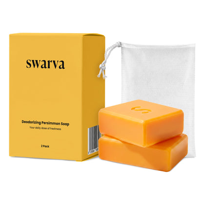 Swarva Japanese Persimmon Soap front view with packaging