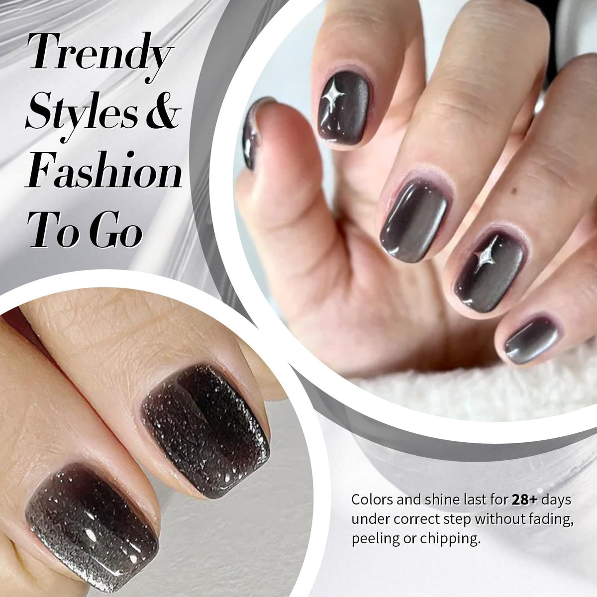 Swatch of Born Pretty Cat Magnetic Eye Gel Nail Polish on nails