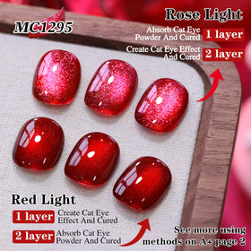 Swatch of Dark Cherry Cat Eye Gel Polish on nails