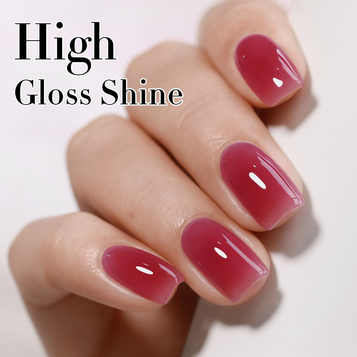 Swatch of Dark Rose Red Gel Polish on a nail