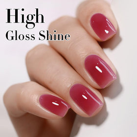 Swatch of Dark Rose Red Gel Polish on a nail