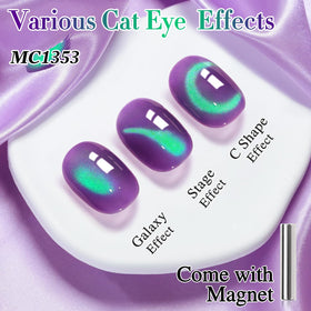 Swatch of Double Rhythm Cat Eye Gel Nail Polish on nails