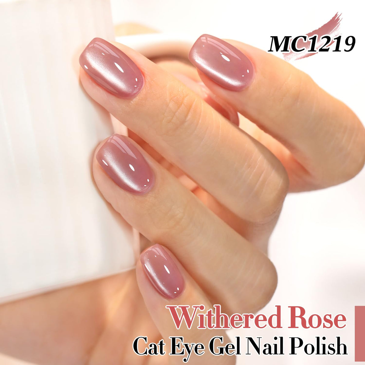 Swatch of Double Rhythm Cat Eye Gel Polish in Withered Rose