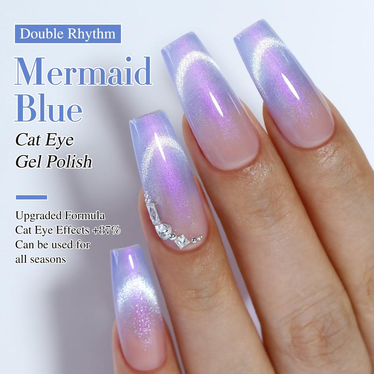 Swatch of Double Rhythm Cat Eye Gel Polish on nails