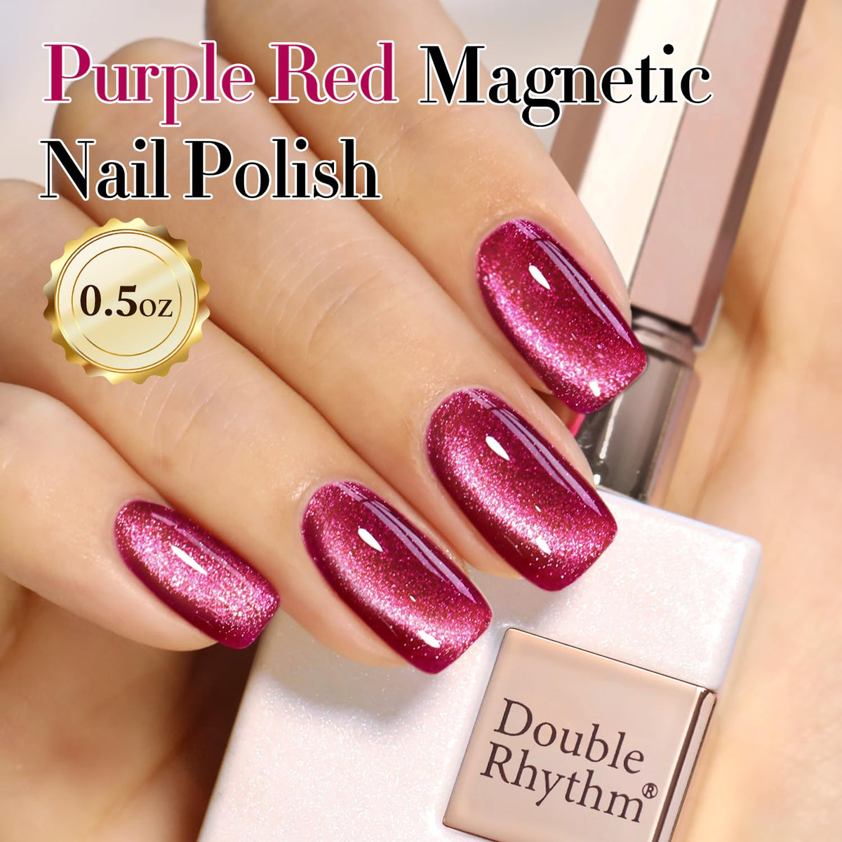 Swatch of Double Rhythm Cat Eye Gel Polish on nails