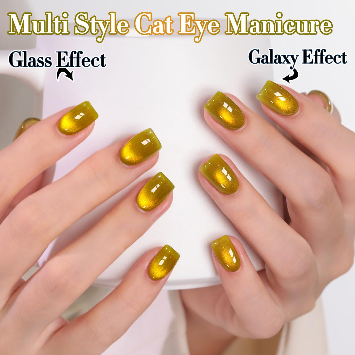 Swatch of Double Rhythm Cat Eye Gel Polish on nails