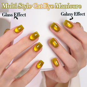 Swatch of Double Rhythm Cat Eye Gel Polish on nails