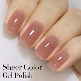 Swatch of Double Rhythm Deep Nude Gel Polish on nails