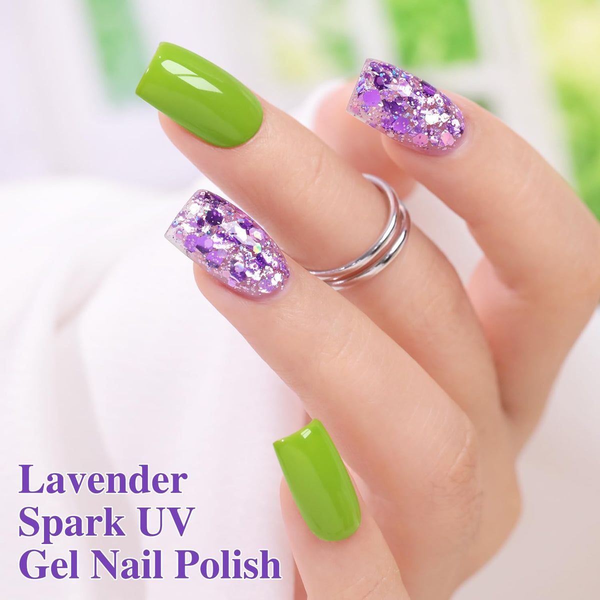 Swatch of Double Rhythm Glitter Gel Polish on a nail wheel