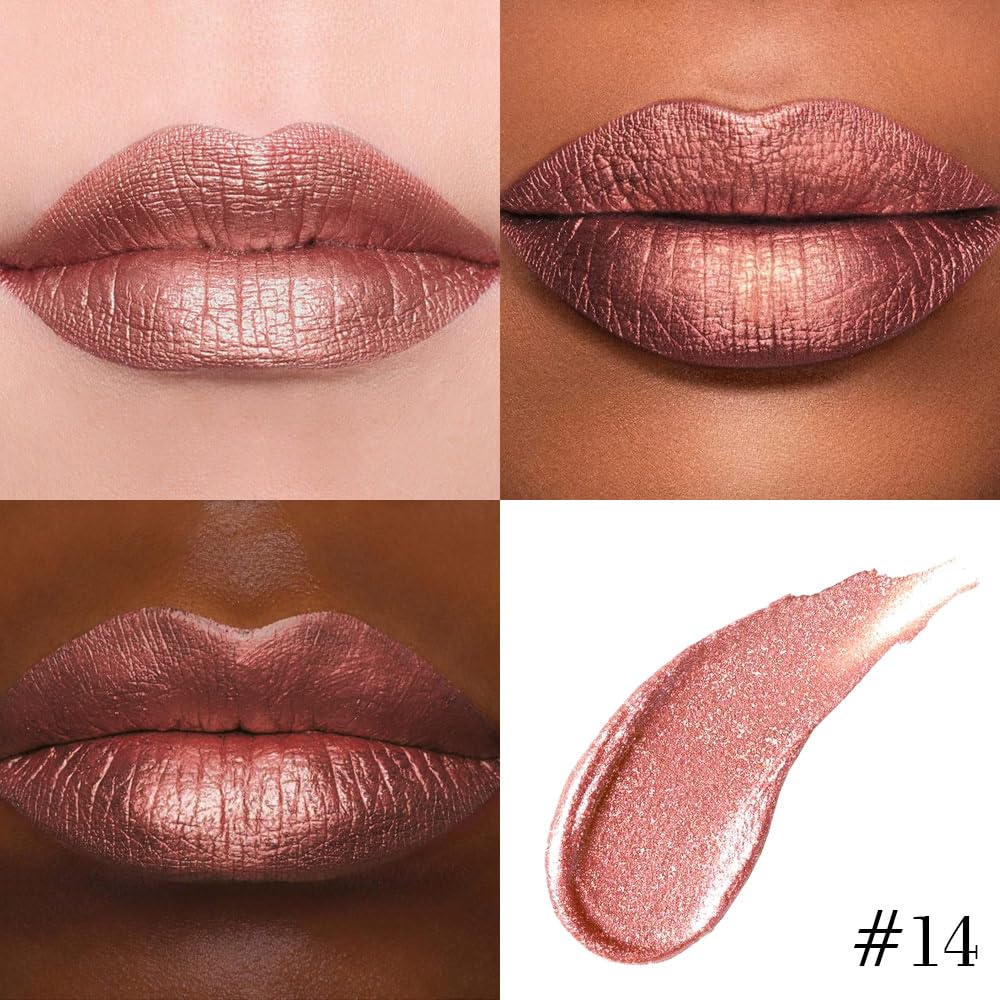Swatch of Kaely Bronze Gold Metallic Lipstick on skin