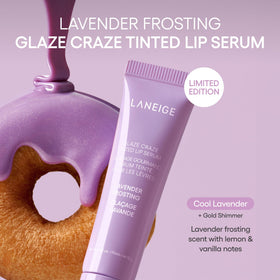 Swatch of LANEIGE Glaze Craze Tinted Lip Serum Lavender Frosting on skin