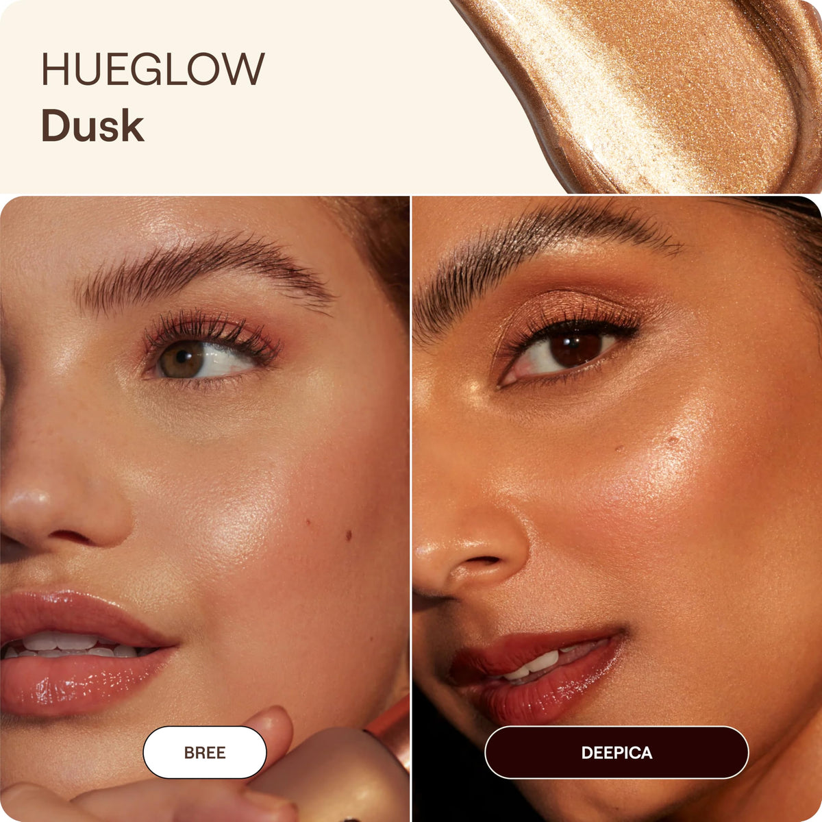 Swatch of Live Tinted Hueglow Mini Liquid Highlighter Drops Serum on skin