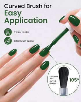 Swatch of Makartt green gel nail polish on nails