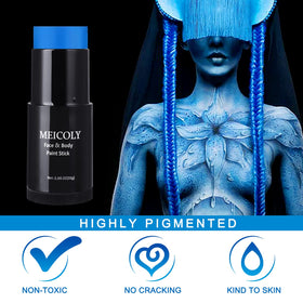 Swatch of MEICOLY Blue Face Body Paint on skin