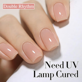 Swatch of Milky Almond gel polish on a nail
