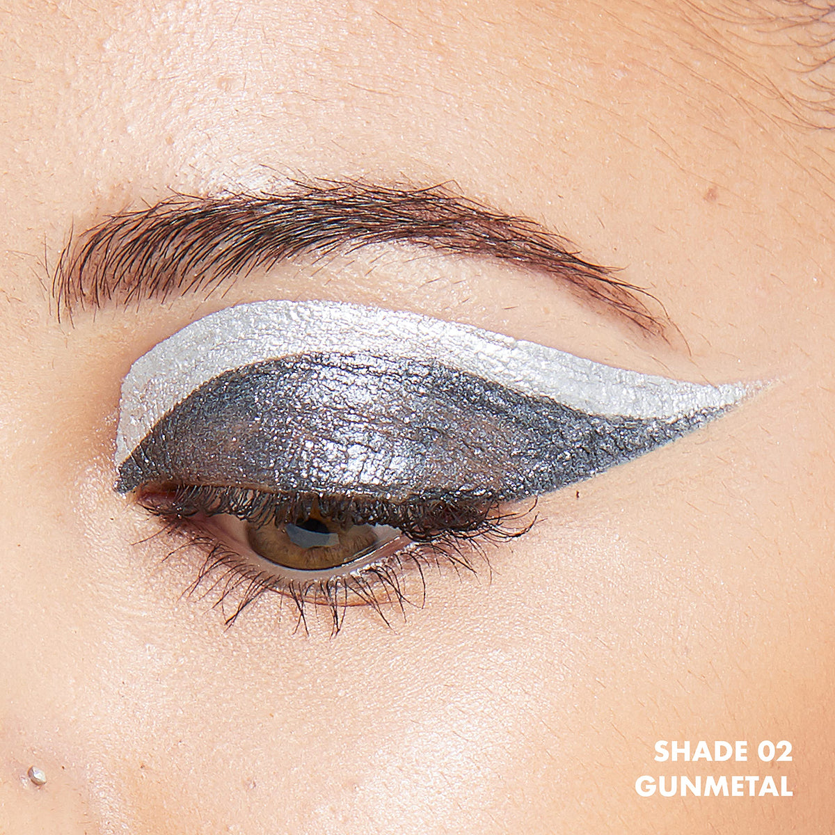 Swatch of NYX Epic Wear Metallic Liquid Liner in Gun Metal