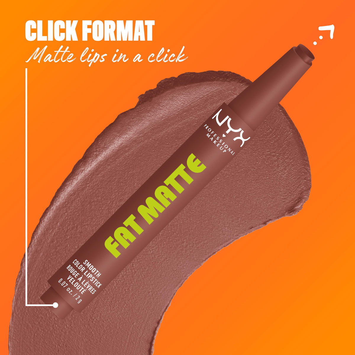 Swatch of NYX Fat Matte Lipstick Toasty Taupe on skin