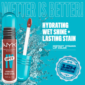 Swatch of NYX Lip IV Hydrating Glossy Lip Stain Drippin' Nude