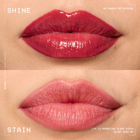 Swatch of NYX Lip IV Hydrating Glossy Lip Stain in Blush Rush