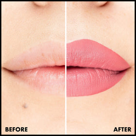 Swatch of NYX Lip Lingerie XXL Matte Liquid Lipstick Flaunt It on skin