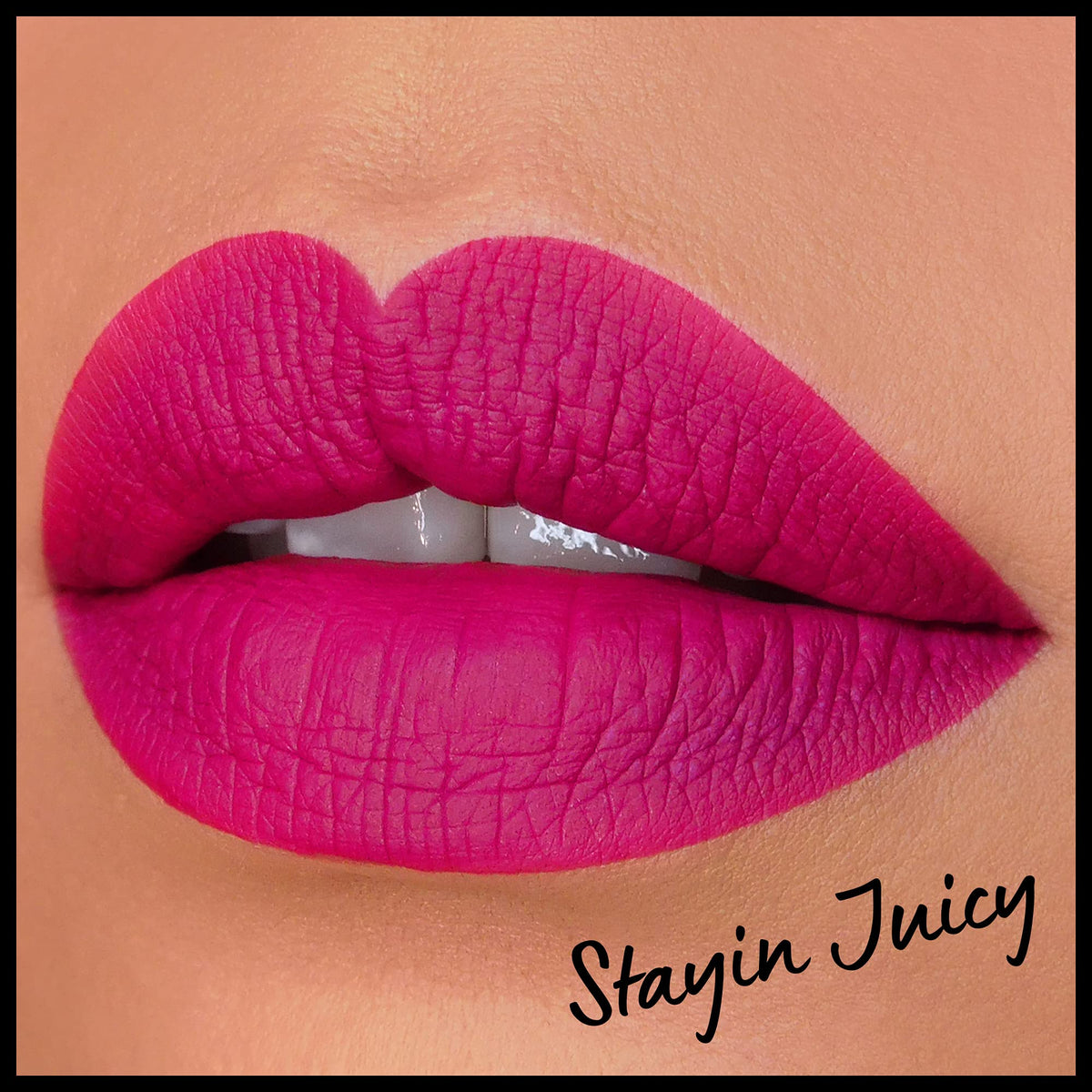 Swatch of NYX Lip Lingerie XXL Matte Liquid Lipstick in deep magenta