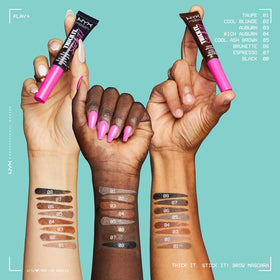Swatch of NYX Thick It Stick It Brow Gel on skin