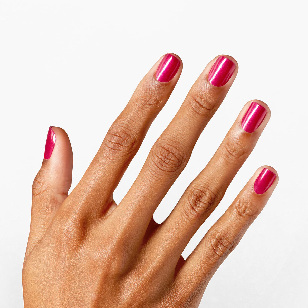Swatch of OPI Cyber Cherry on Top on nails