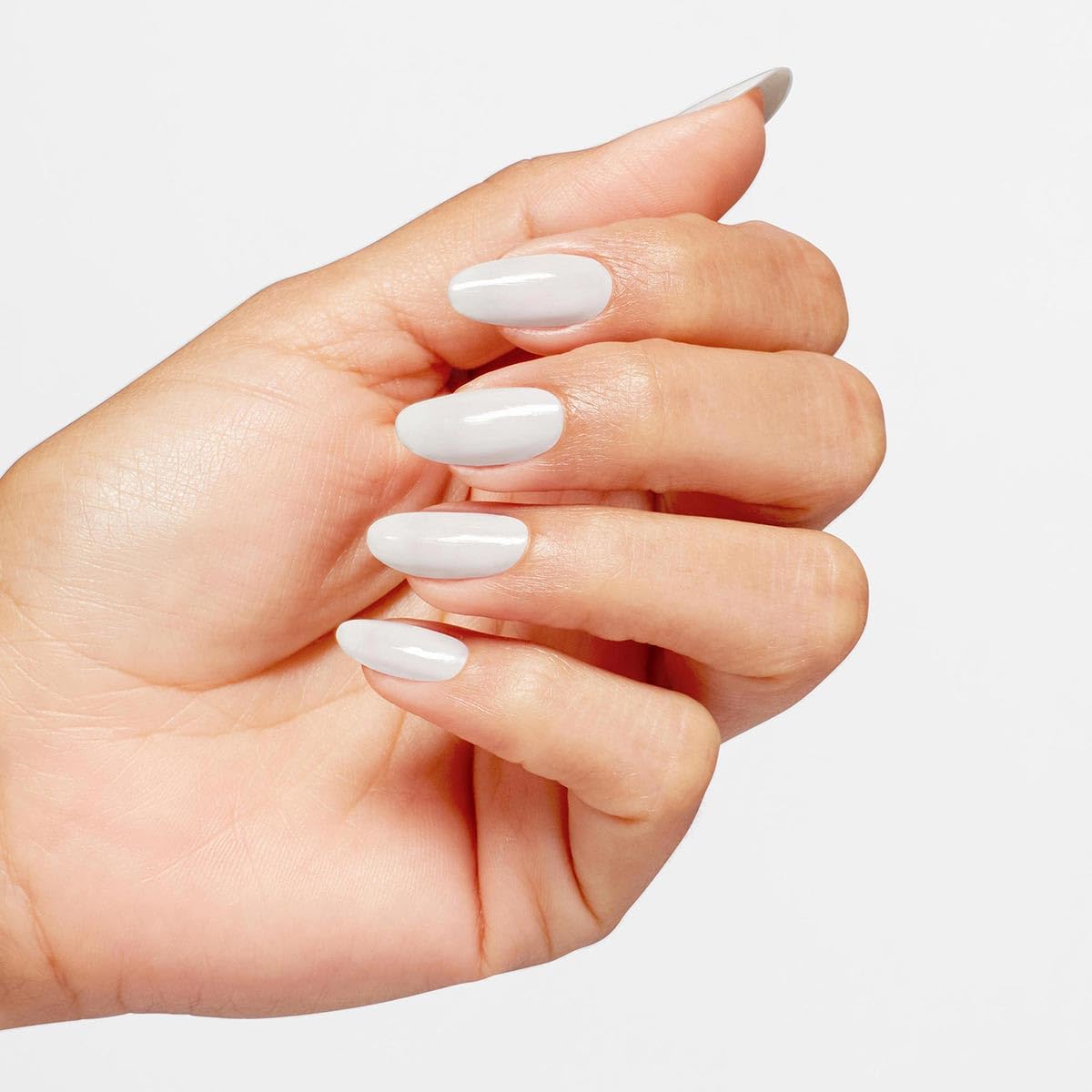 Swatch of OPI Nail Lacquer Alpine Snow on a nail