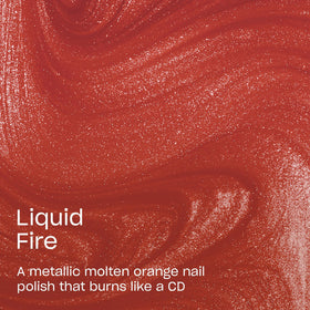 Swatch of OPI Nail Lacquer Liquid Fire on nails