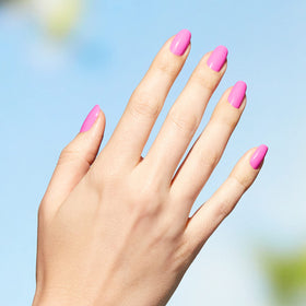 Swatch of OPI Nature Strong Emflowered bright pink nail polish