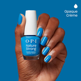 Swatch of OPI Nature Strong Fresh as a Blue Daisy Nail Polish on nails