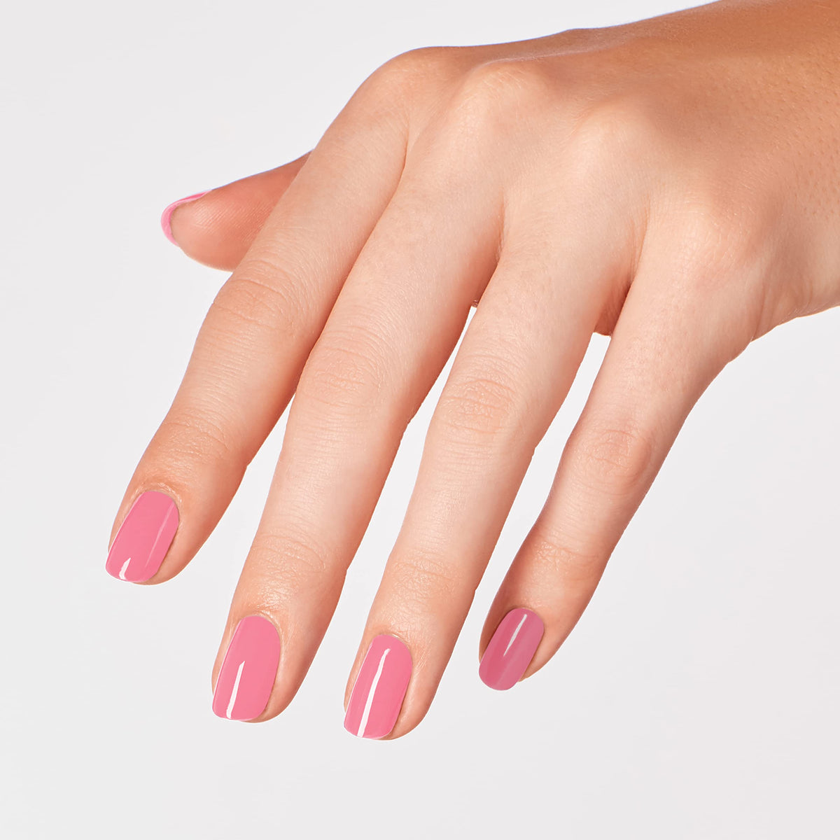Swatch of OPI Racing for Pinks on a nail