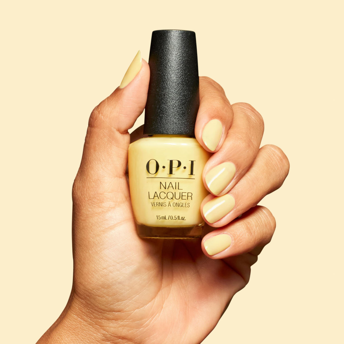 Swatch of OPI Sunny Bunny nail polish on a nail