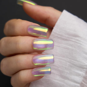 Swatch of Pretty Diva Aurora Chrome Nail Powder on nails